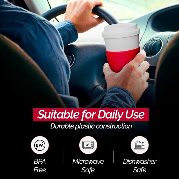 ✅ 5 for $25 - New Double Wall Insulated Travel Mug, White & Red - Picture 5 of 7